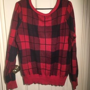 Forever 21 plus plaid sweater red and black
